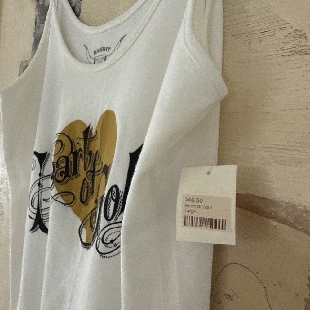 NWT‎ Bandit Brand Women Large Heart Of Gold Tank Top Graphic Tank - Picture 4 of 5